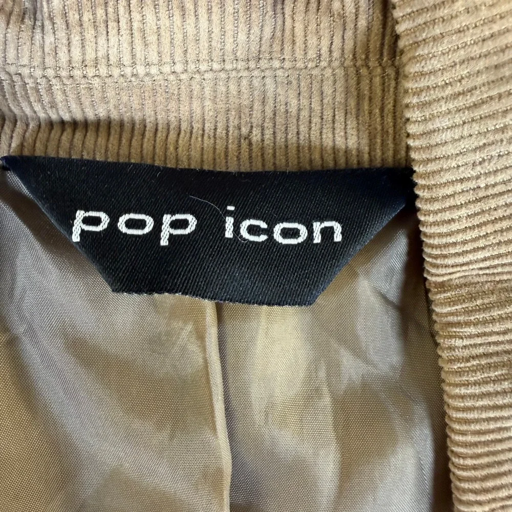 Pop Icon Mens Tan Brown Corduroy Blazer Two Button Sport Coat Jacket Size M